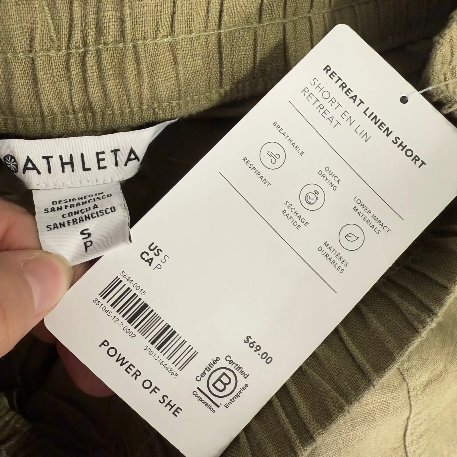 Athleta Retreat Linen Short, Green, S - Image 4