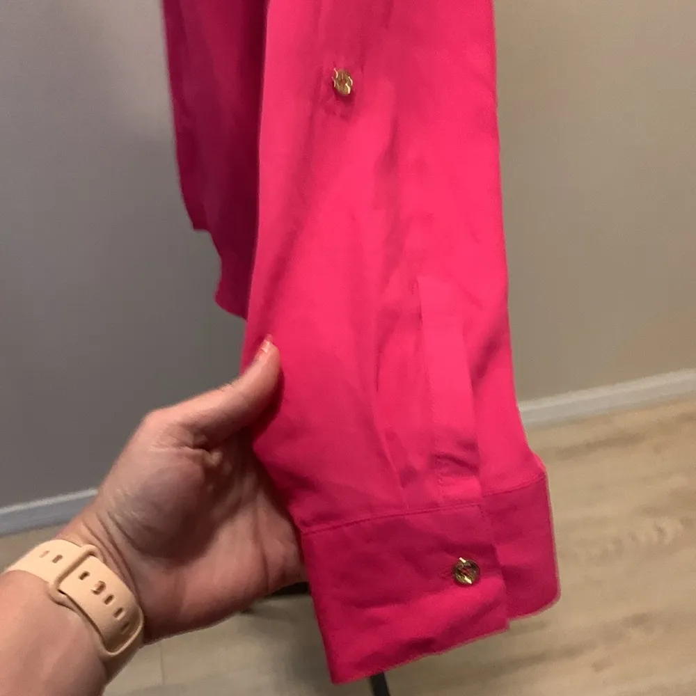 Michael Kors NWT  Basics Radiant pink pocket zip up shirt - Image 5
