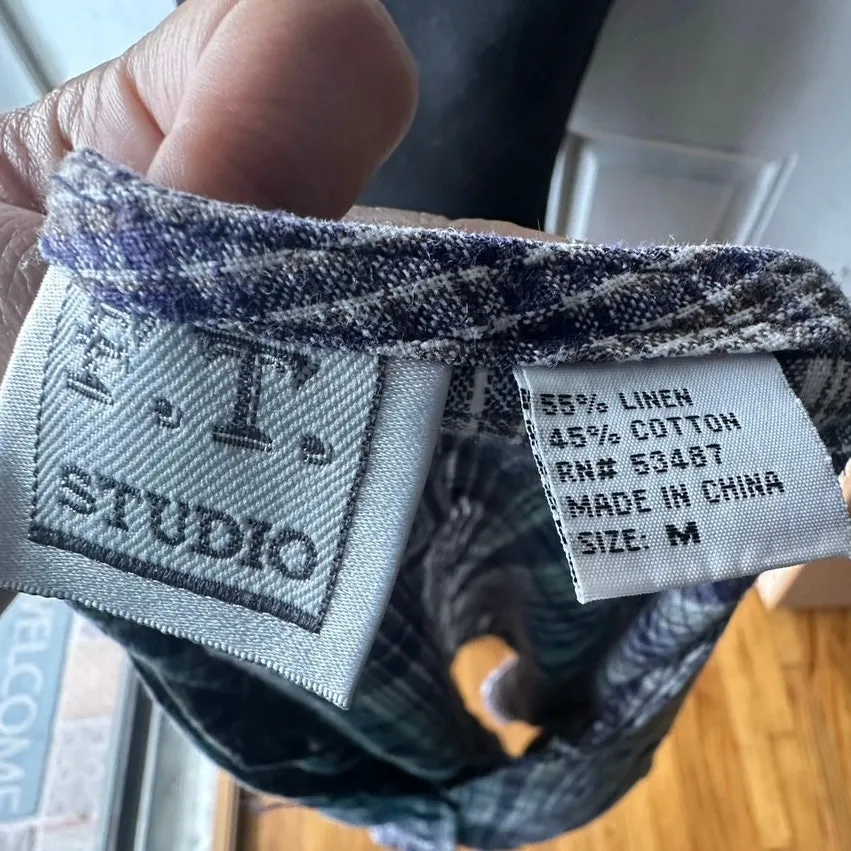 F.T. Studio Vintage 90s Linen Plaid Vest – Women’s Size M Size M - Image 7