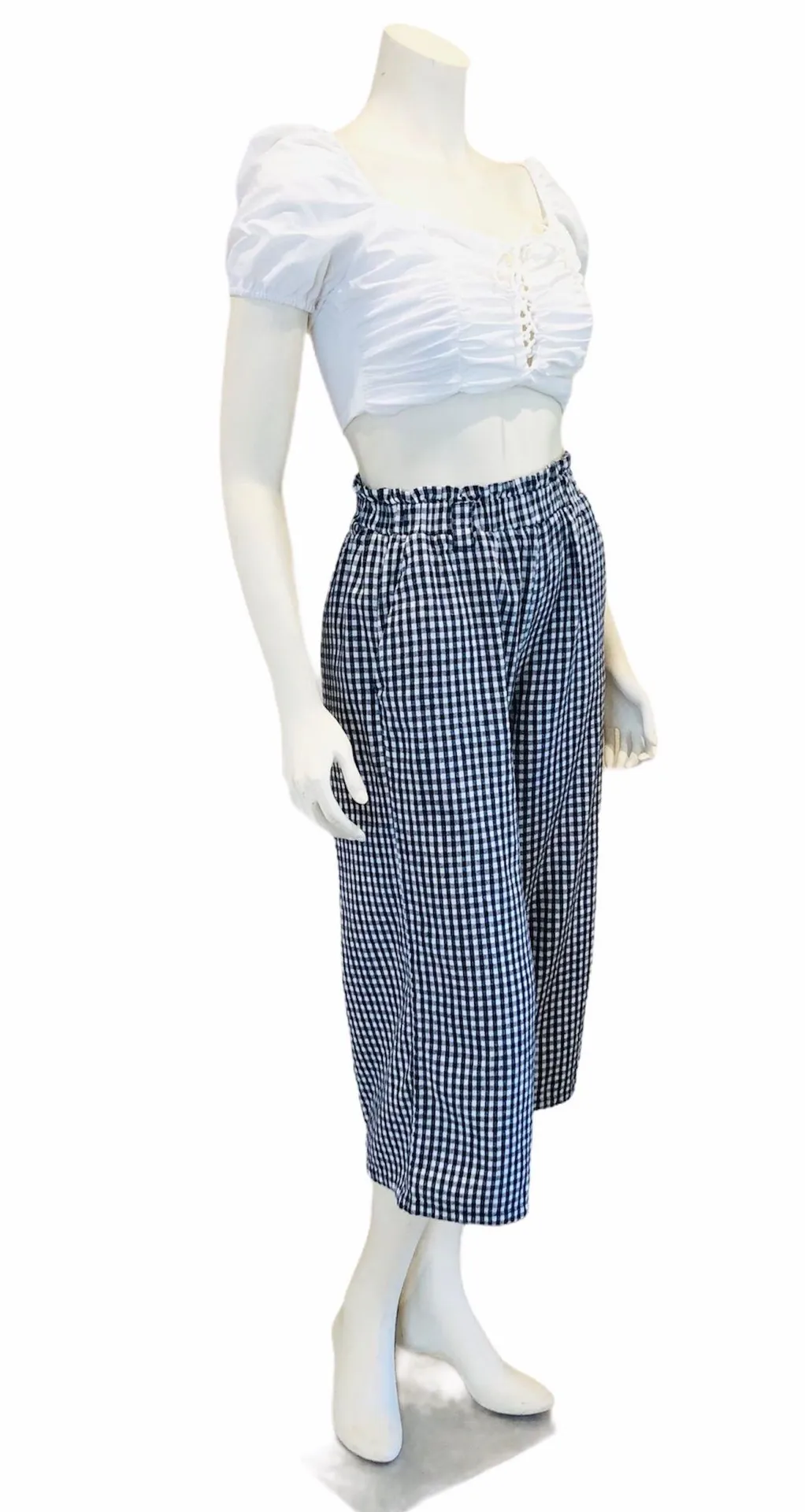 Checkered Palazzo Gaucho Wide Leg Pants - Image 6