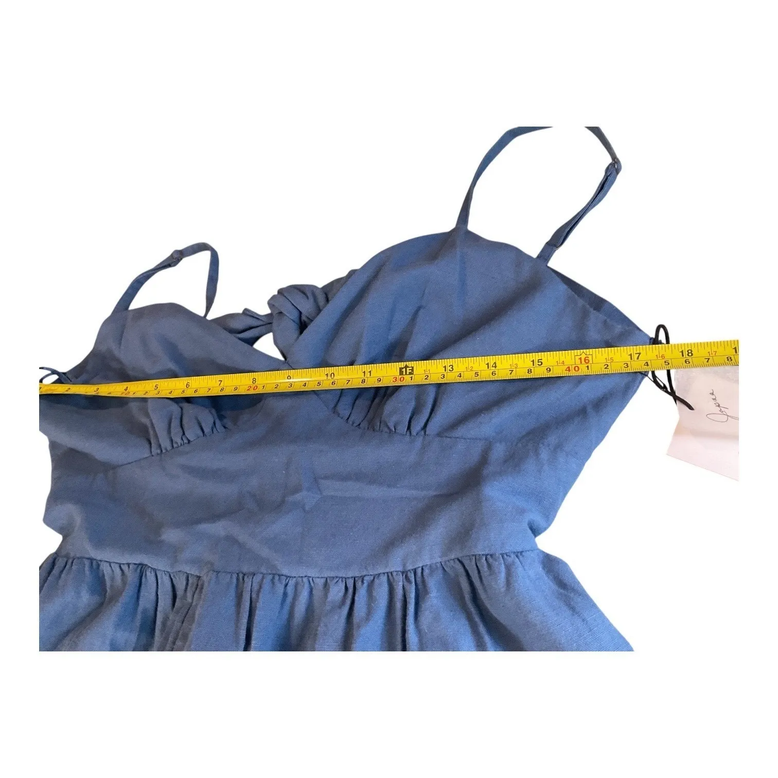 Jopaa Blue Linen Blend Midi Dress Tie Back‎ Sleeveless Casual Summer Size M - Image 8