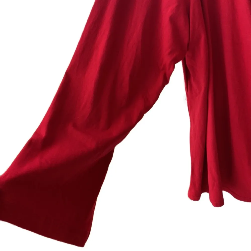 ♥️ Karen Kane Surplice Faux Wrap Long-Sleeved Knit Top/Blouse, Rich Red, Plus 2X - Image 5