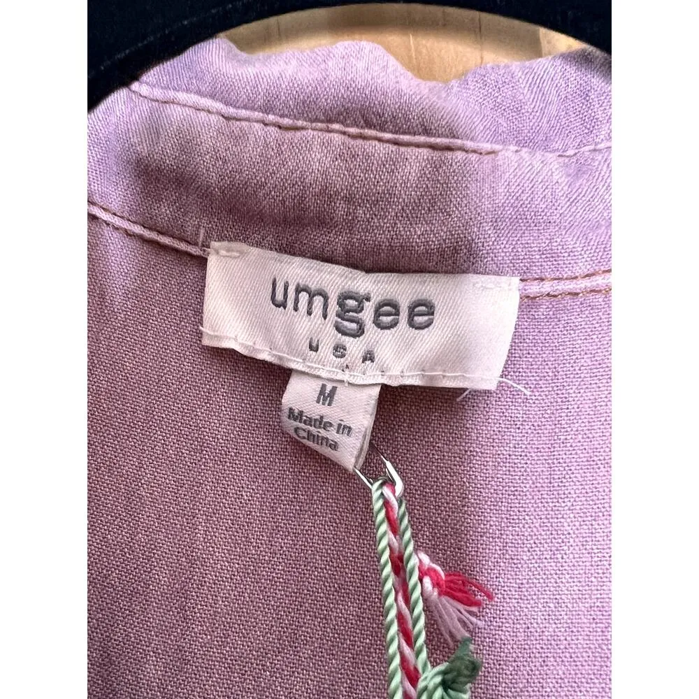 Umgee shirt dress size medium dusty purple tiered western, prariecore - Image 4