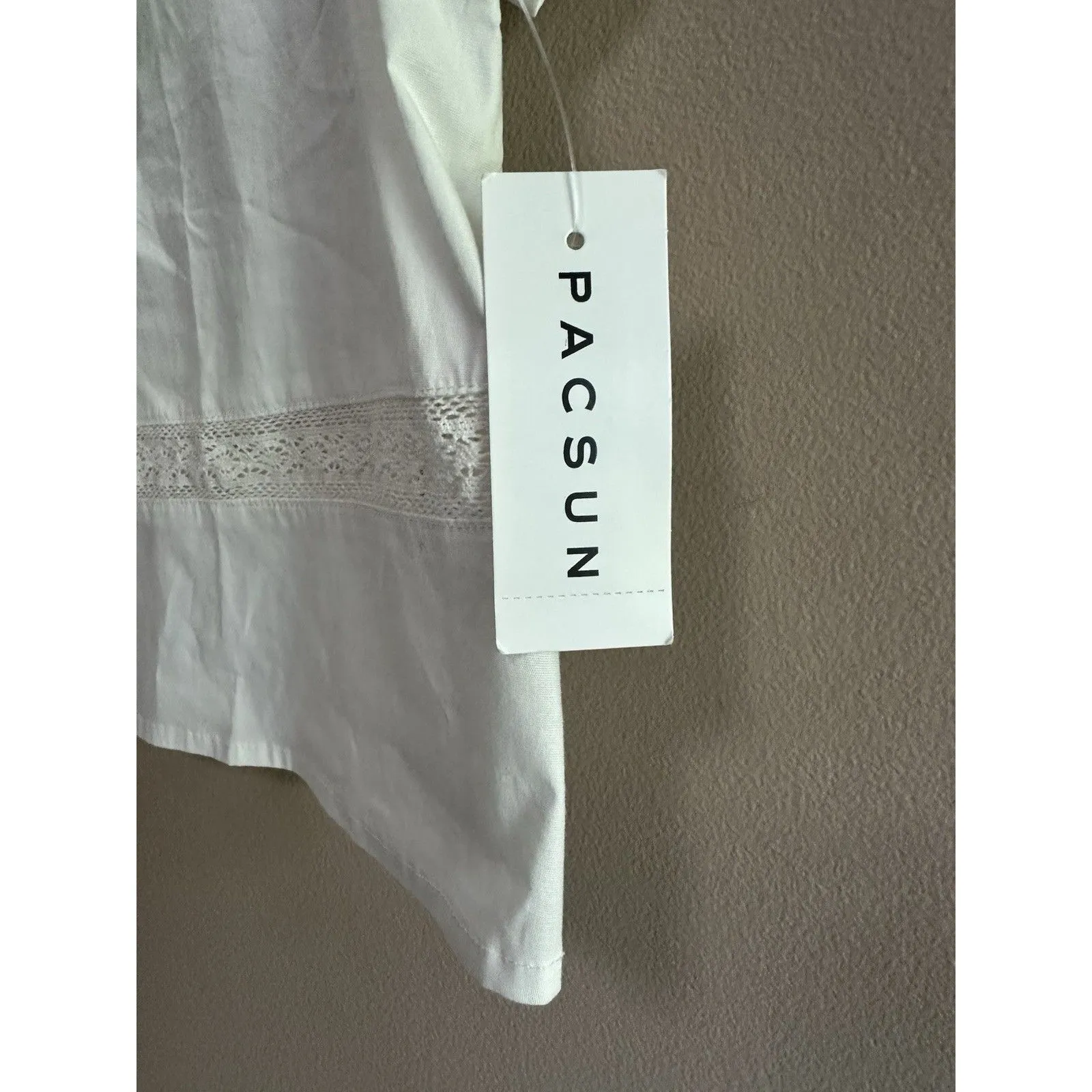 Pacsun LA Hearts‎ NWT White Tie Front Cotton Blouse Crop Lace Boho Romantic Sz S - Image 6