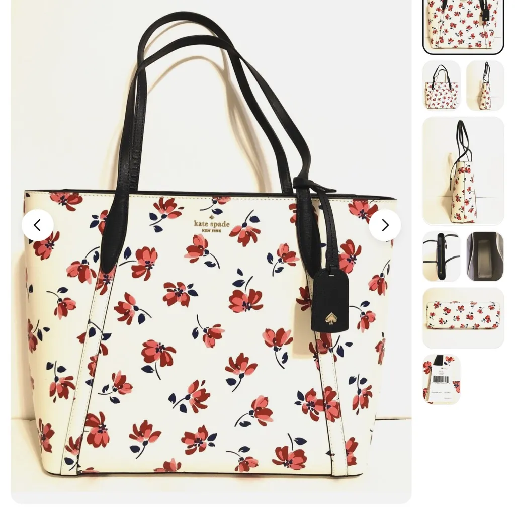 Kate Spade ♠️ Cara Large Leather Tote Wkr00520 Shoulder Bag Tea Garden Toss - Image 10