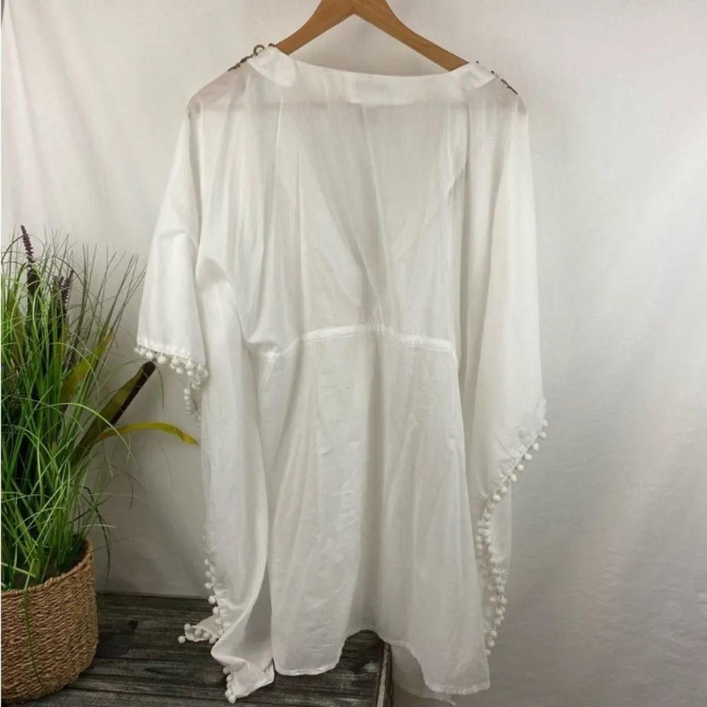 Victoria’s Secret white embellished, gold beach swim pool cover up S - Image 2