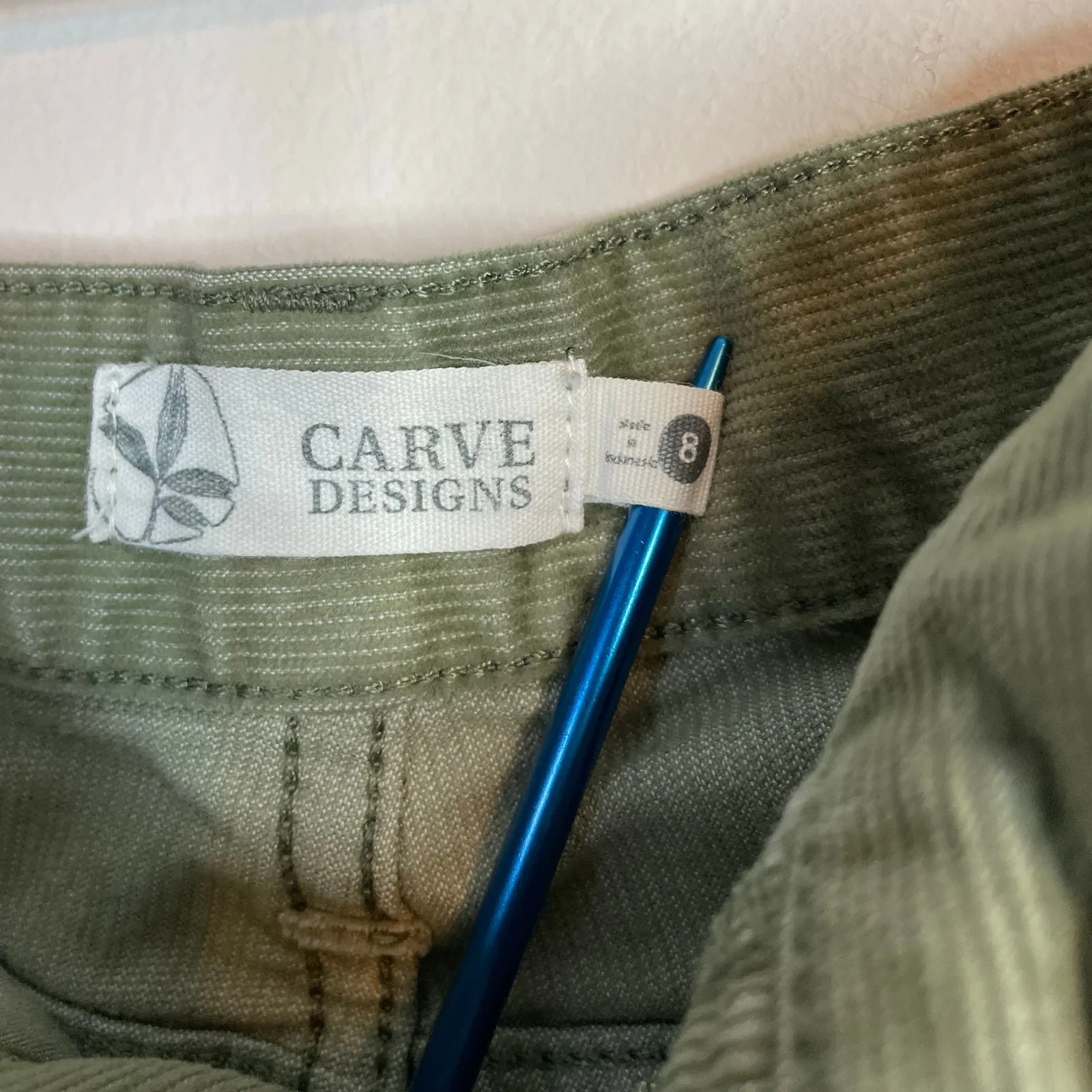 Carve Designs Oahu Stretch Corduroy Cut Off  Frayed Shorts Olive Green womens 8 - Image 9