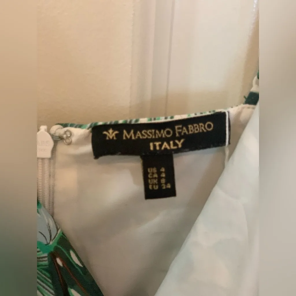 Massimo Fabbro Italy Tropical Green Leaf Print Jumpsuit. Size - Image 5