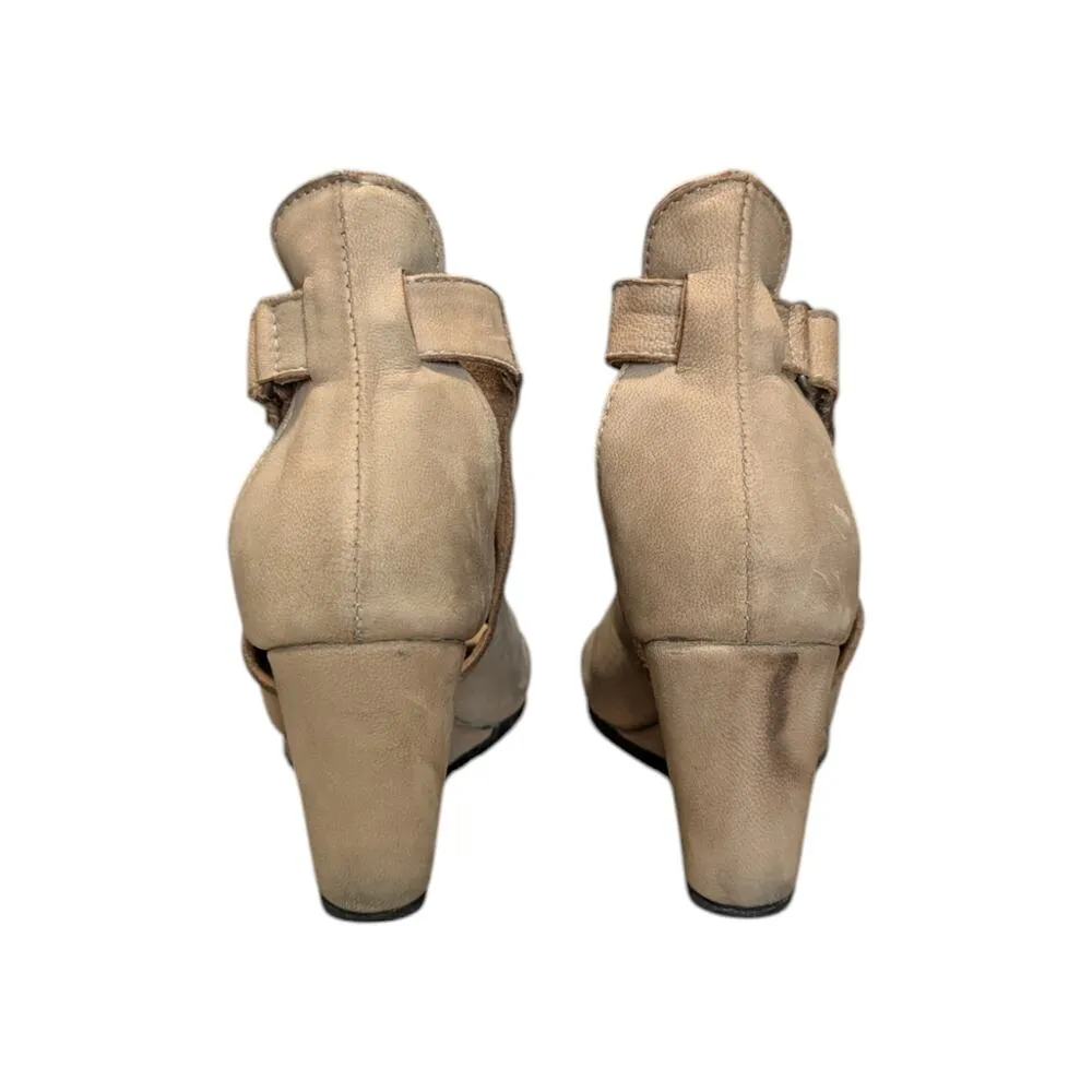 DIBA True New Year Leather Wedge Sandals Peep Toe Tan Beige Womens 6 Heels Tan - Image 3