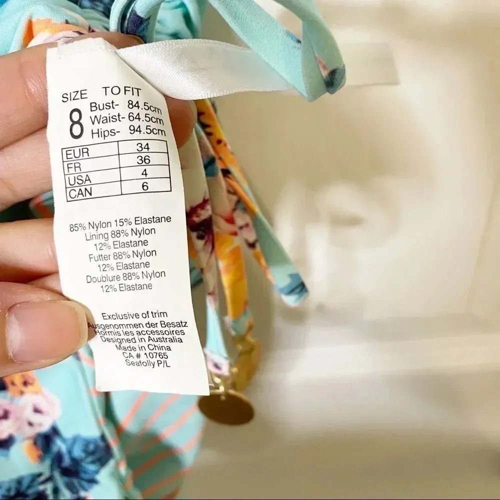 Seafolly Reversible Vintage Wildflower V-Neck Maillot‎ One Piece Swimsuit Size 4 - Image 11