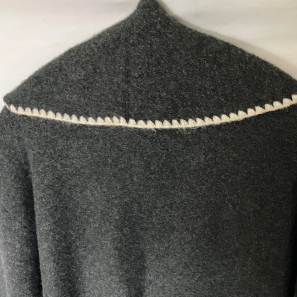 Vici: Charcoal Open-Front Sweater- White Trim- Oversized- XS/S - Image 12