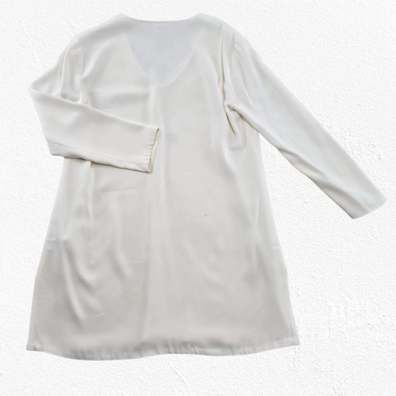 Y2K Ralph Lauren Purple Label Ivory V Neck Minimalist Designer Blouse Size 2 - Image 13