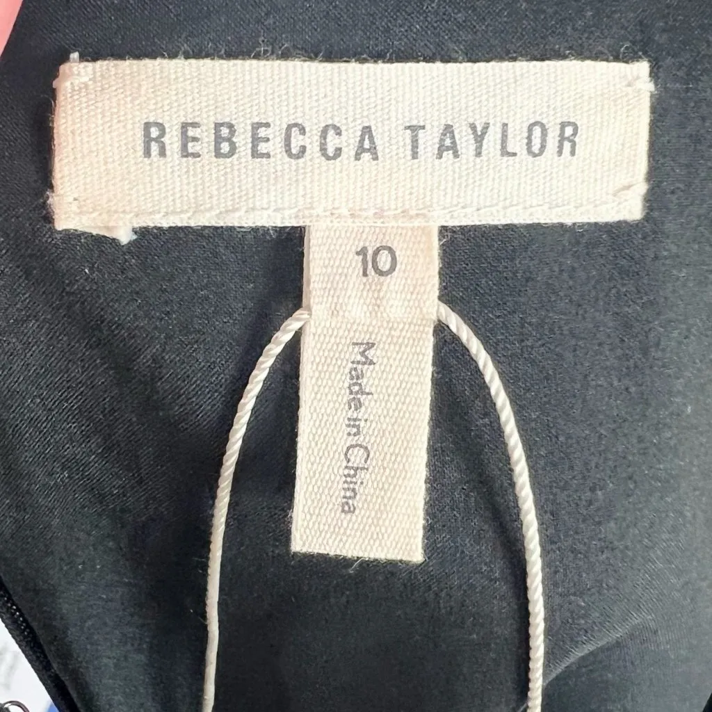 Rebecca Taylor Stacy Sheath Little Black Dress 10 Pique' Flounce Hem Minimalist - Image 9