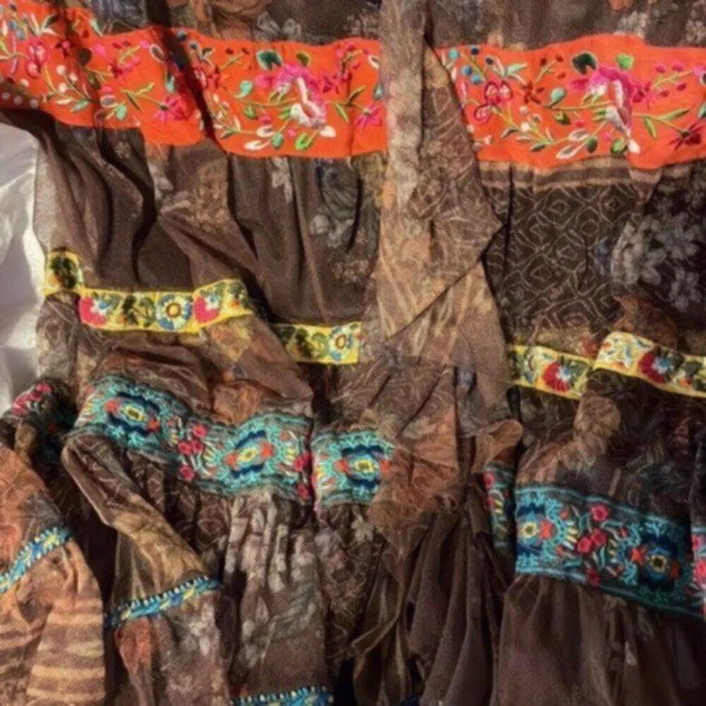 Johnny Was Wilhelmena Tiered Mesh Skirt multi colored XL - Image 13