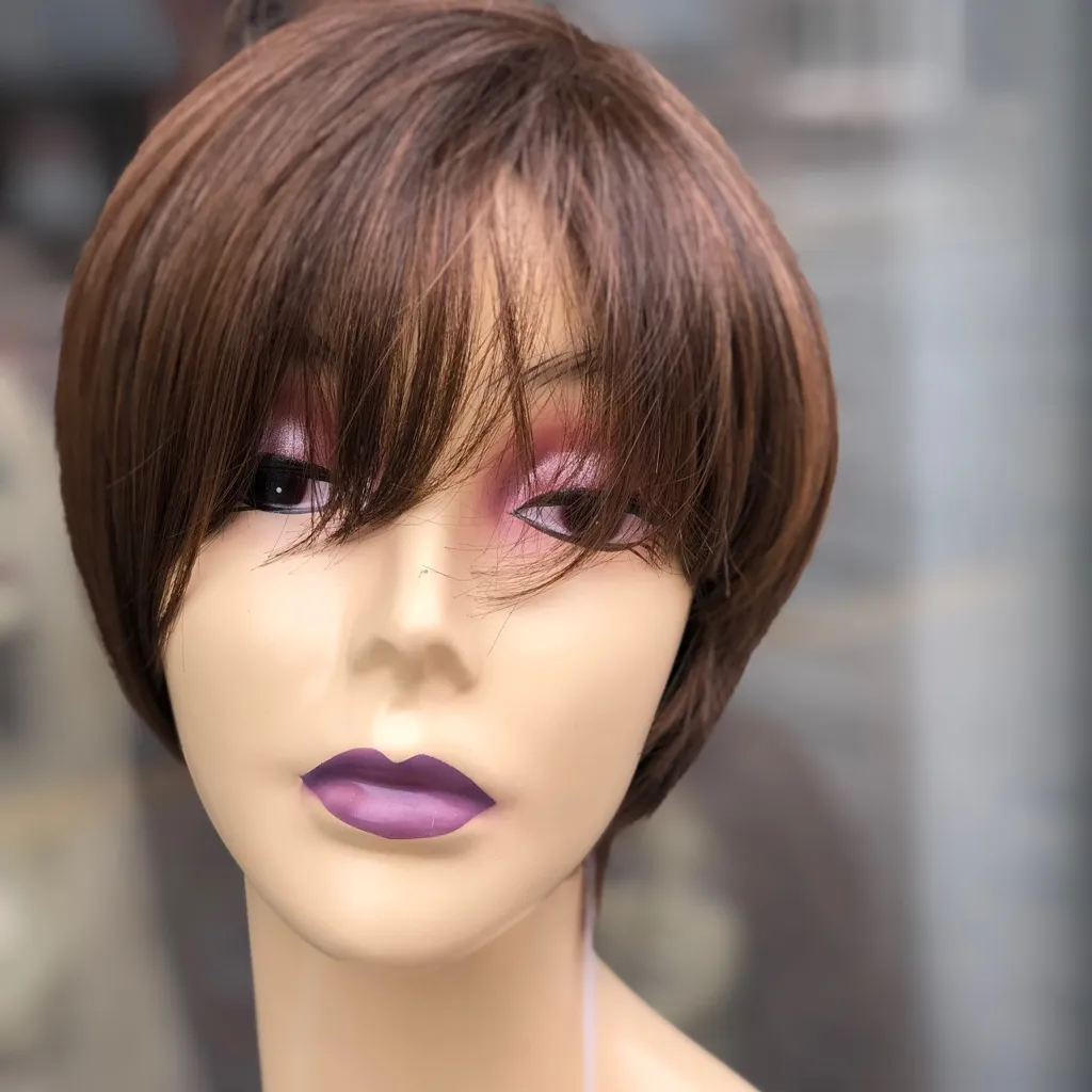 Auburn brown short angle cut bob Wig 2020 - Image 8