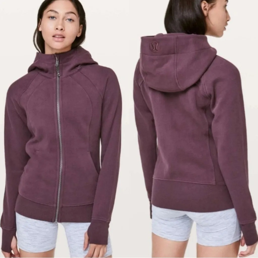 Lululemon Women’s Scuba Full Zip Hoodie Light Cotton Fleece in Arctic Plum Red 4 - Image 2