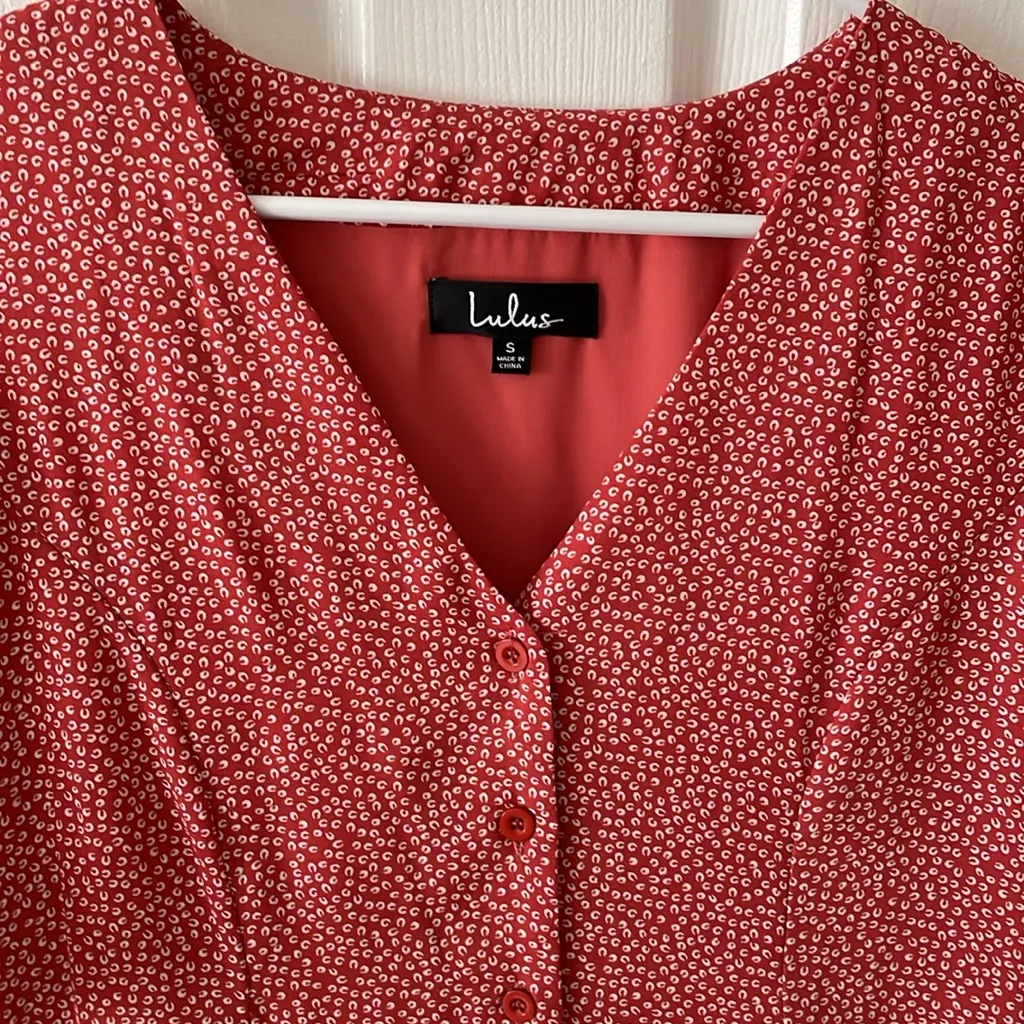 Lulus Castana Rust Red Print Button - Image 3