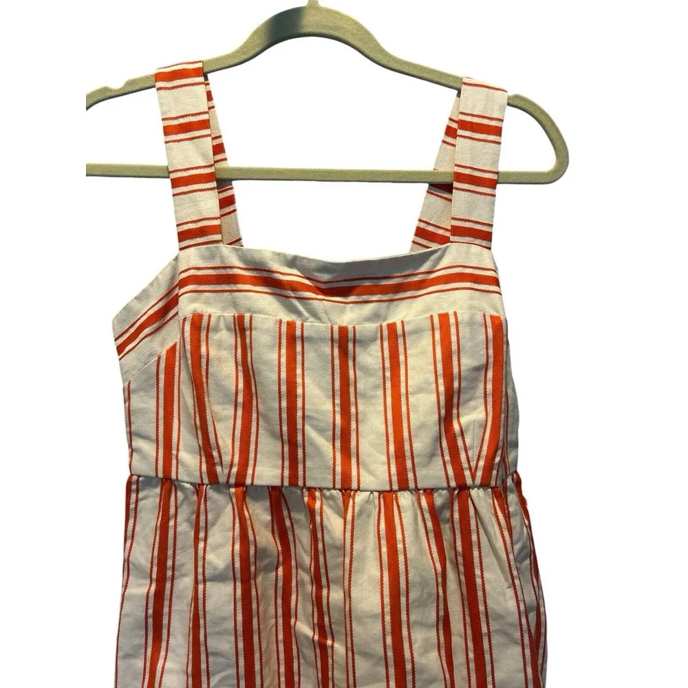 Cabi Brunch Top Orange Cream Stripe Square Neck Babydoll Shirt‎ Small 6102 NEW - Image 2