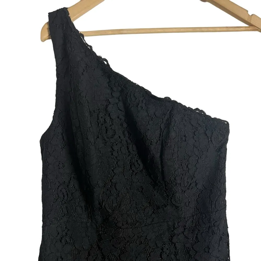 Fame & Partners Selma Black Lace One Shoulder Slit Formal Gown Size 8 - Image 7