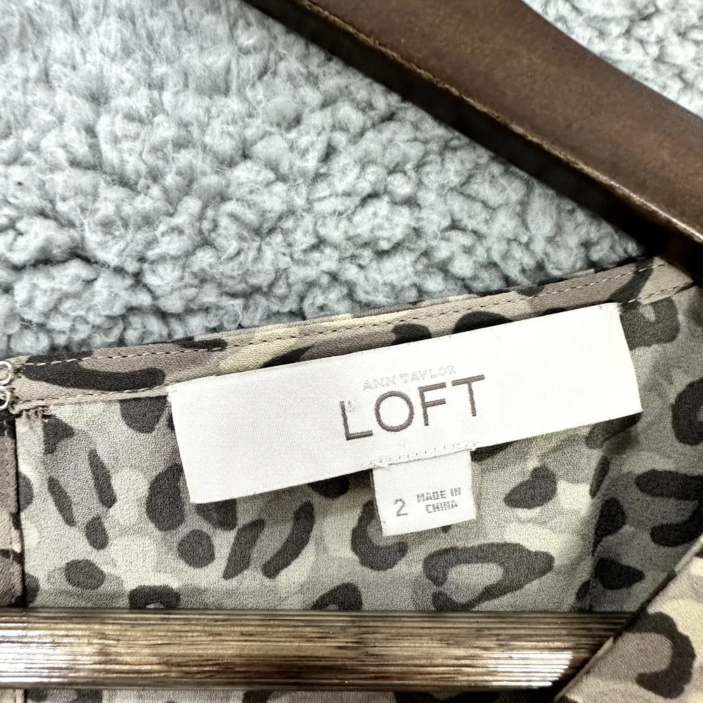 LOFT Brown Animal Leopard Print Sheath Dress Sleeveless Career Boho Chic Women 2 - Image 3