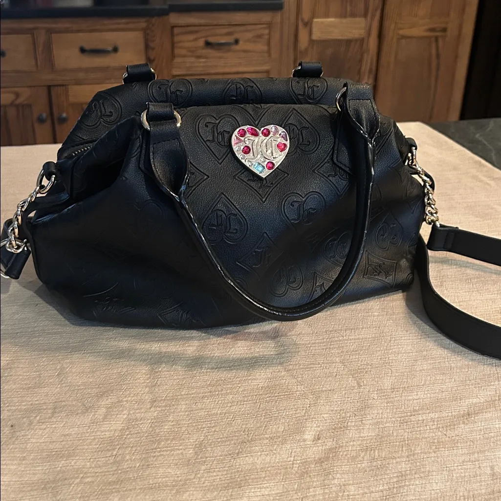 Juicy Couture Glitzed Out Black Hobo Crossbody Satchel Purse Bag Gold y2k‎ gems - Image 6