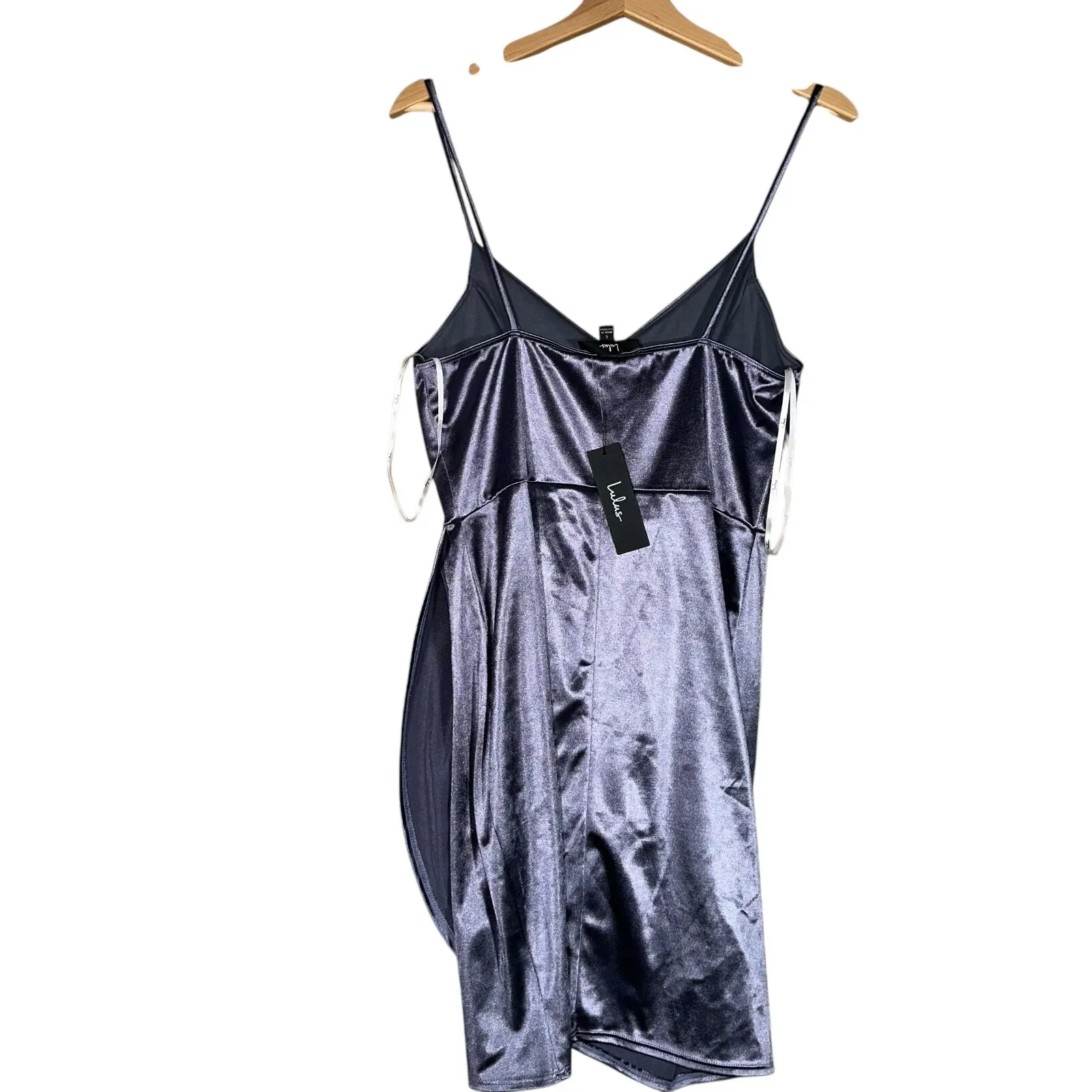 Lulus Faux Satin Faux‎ Wrap Dress Womens Sz L Purple Spaghetti Pullover Spring Size L - Image 2