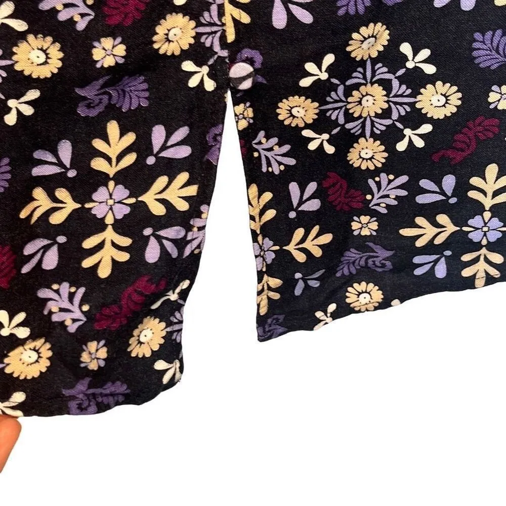 Ann Taylor Factory XS Blue Purple Floral Linen Blend Flowy Top Workwear Office - Image 4