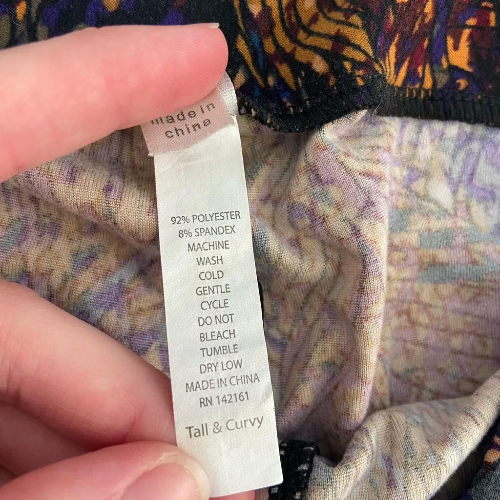 EUC Lularoe women’s leaf feather print soft patterned multicolor leggings‎ M/L - Image 7