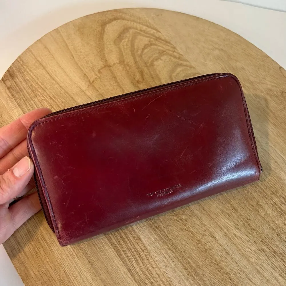 Red Top Grain Cowhide Genuine Leather Buxton Vintage Wallet - Image 5