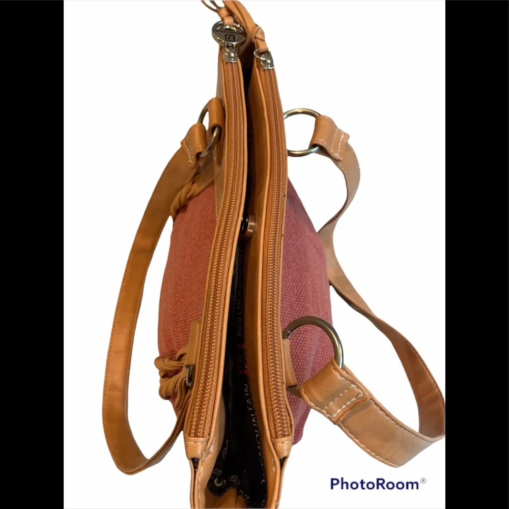 Stone Mountain Coral Fabric/Leather Shoulder Bag - Image 10