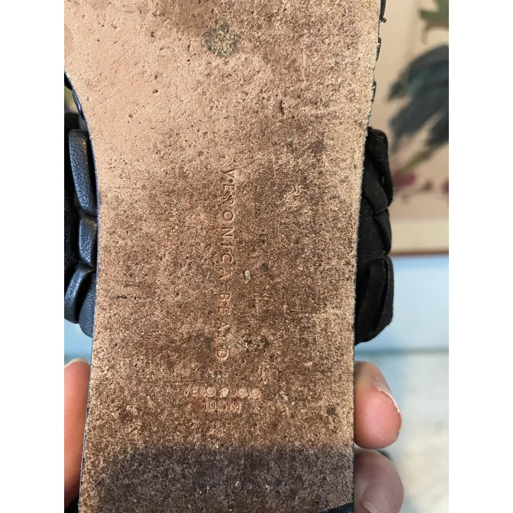 Veronica Beard Simone Sandals Womens Size 10.5 Black Braided Leather Woven - Image 7