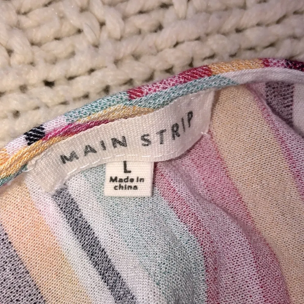 Main Strip  large striped multicolor tie front top - Image 3