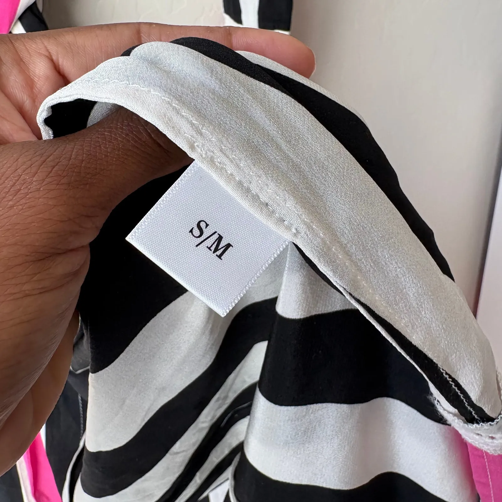 We Are Leone Dress Silk Contrast Maxi Cardigan Striped Belted‎ Long Sleeve S/M Black - Image 13