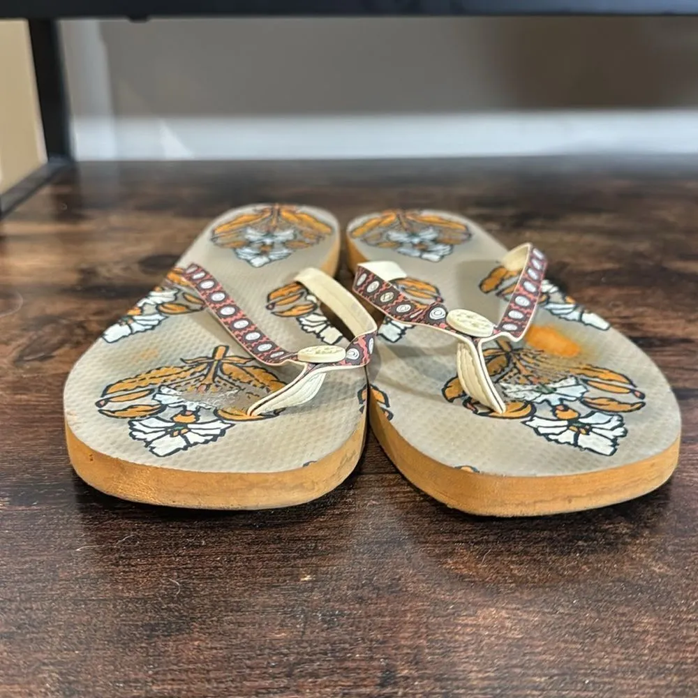 Tory Burch Brown Patterned Flip‎ Flops size 11 - Image 9