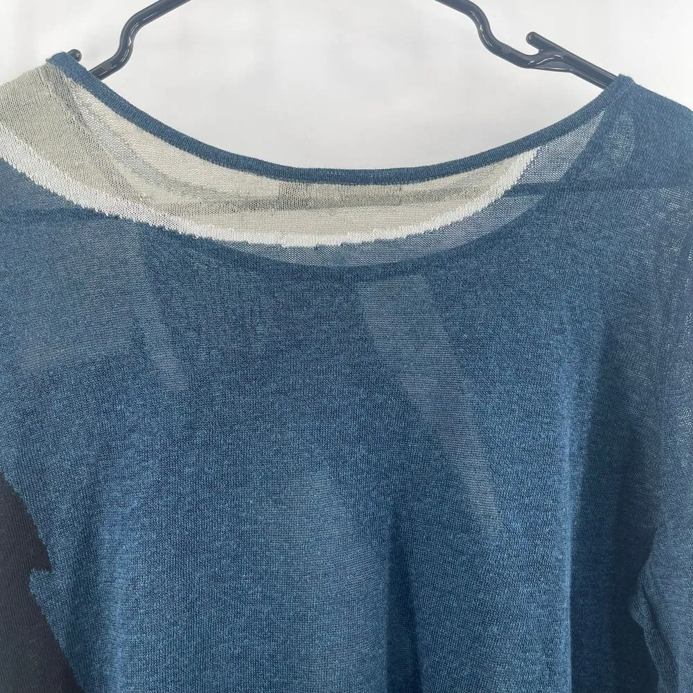 NIC + ZOE Shirt Size Petite Large Linen Blend Lagenlook Artsy Art To Wear Sheer - Image 4