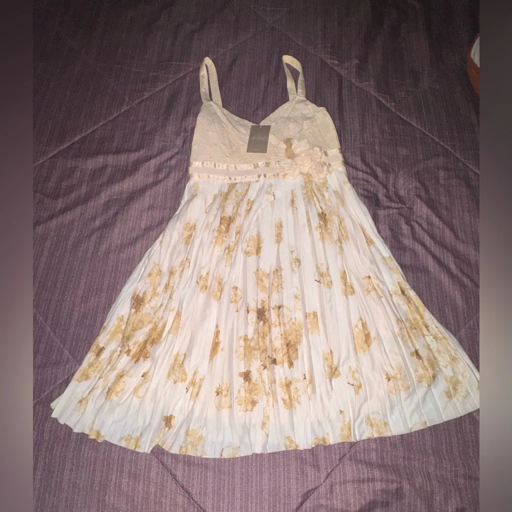 Anthropologie Ivory Floral Lace Dress - Image 2