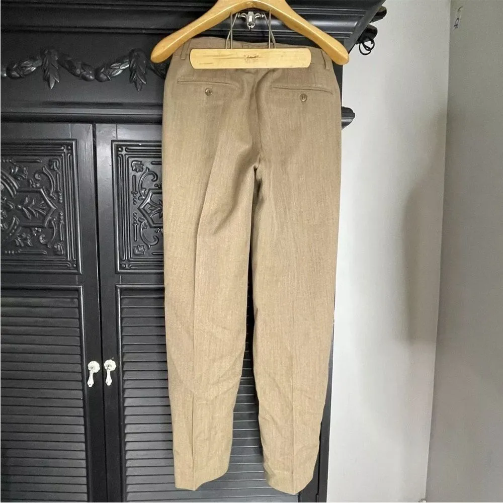 Les Copains Tan Pleated Winter Weight Straight Leg Trousers Women’s Sz 8‎ Tan - Image 2