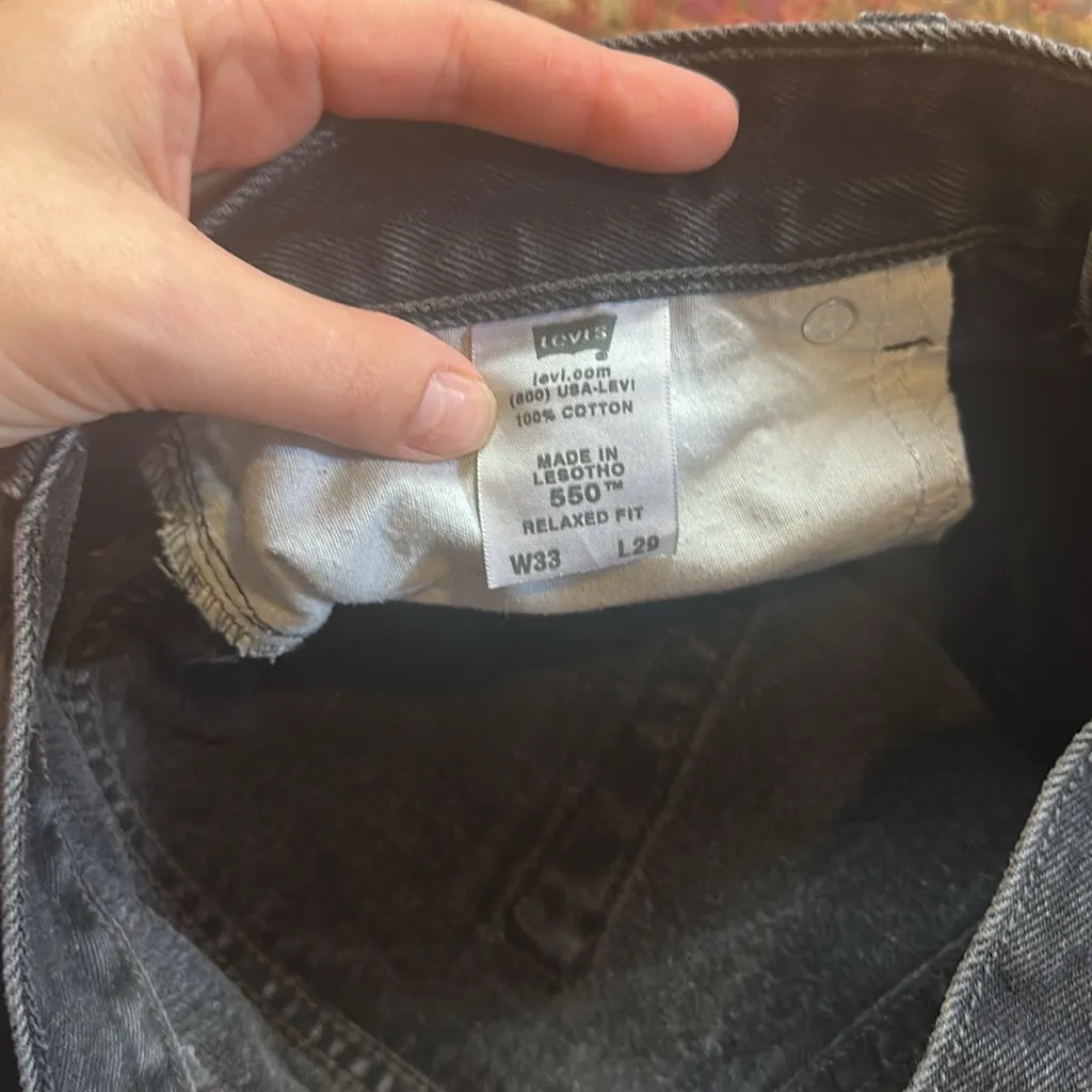 RETRO LEVIS 550 BLACK RELAXED FIT DENIM JEANS - Image 6