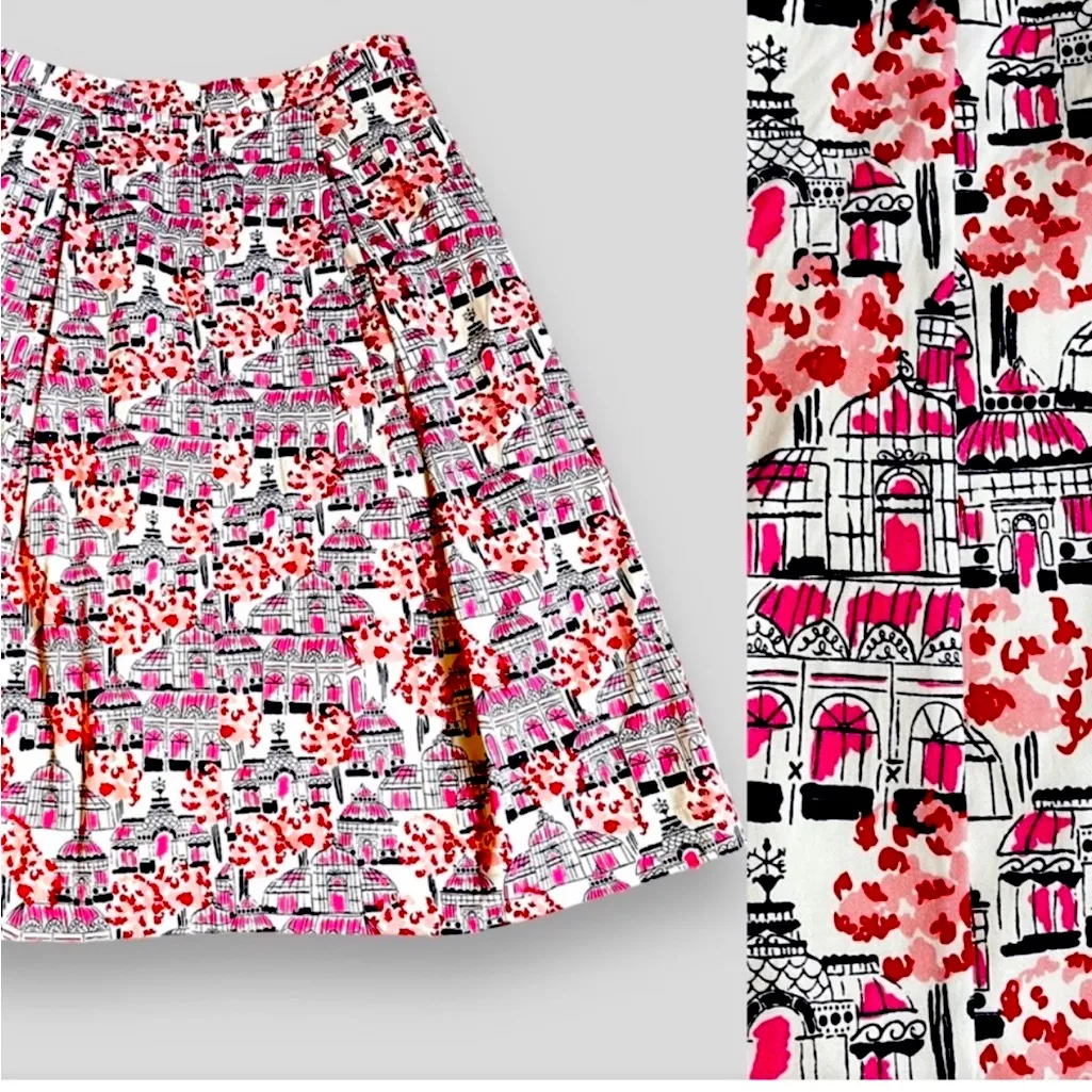 Boden Pagoda Print Pleated Midi
Skirt Pink White Blue UK14 US10 Size 10 - Image 6