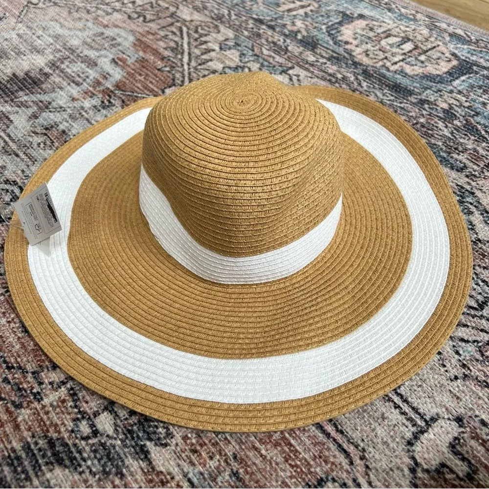 NWT Shade & Shore Striped Sunhat Straw Floppy Beach Hat - Image 5