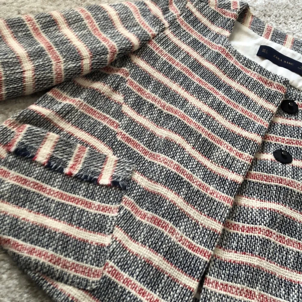 tweed cropped striped blazer jacket, size small - Image 5