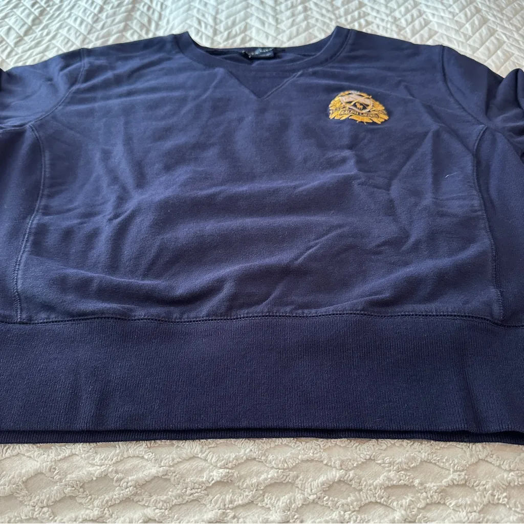 Vintage 90s Ralph Lauren Crest Logo Navy Sweatshirt Collegiate Preppy Crewneck - Image 11