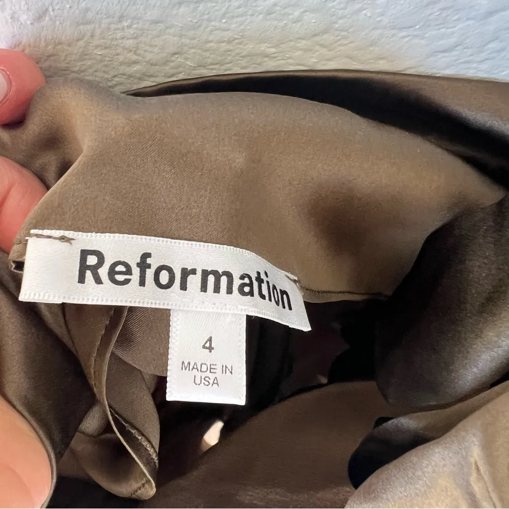 NWT Reformation Dasha Silk One Shoulder Maxi Dress in Morel Brown - Image 12