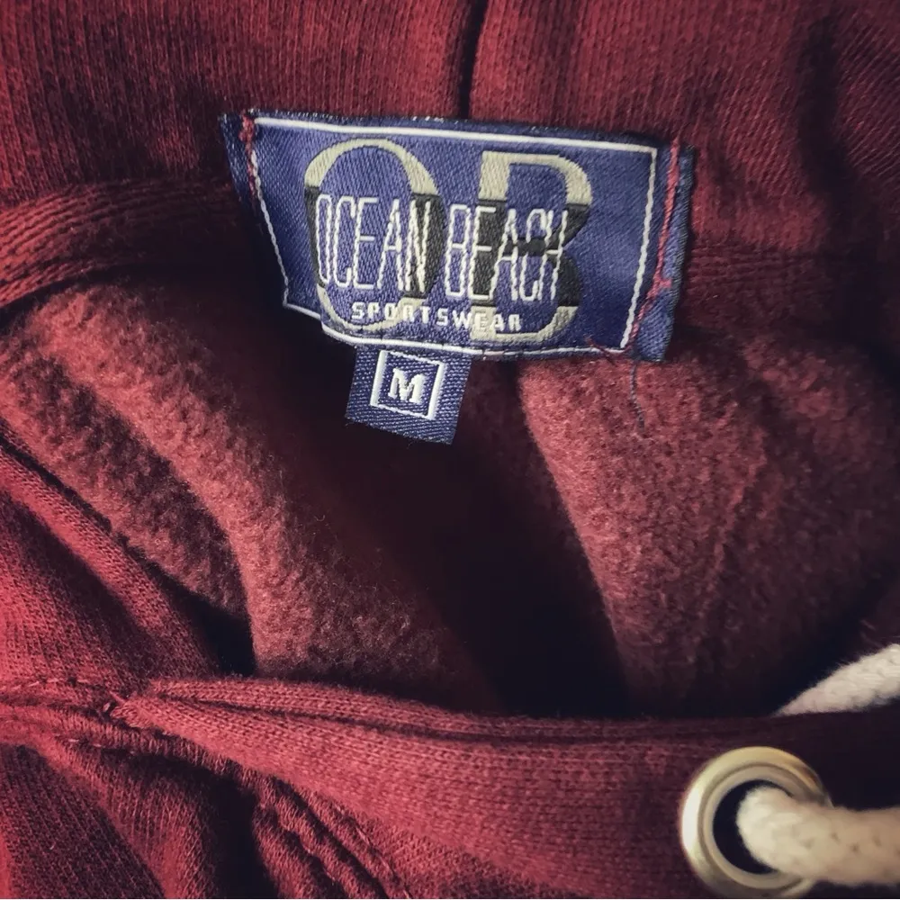 Ocean Beach San Antonio TX Graphic Heavyweight Maroon Hoodie M - Image 3