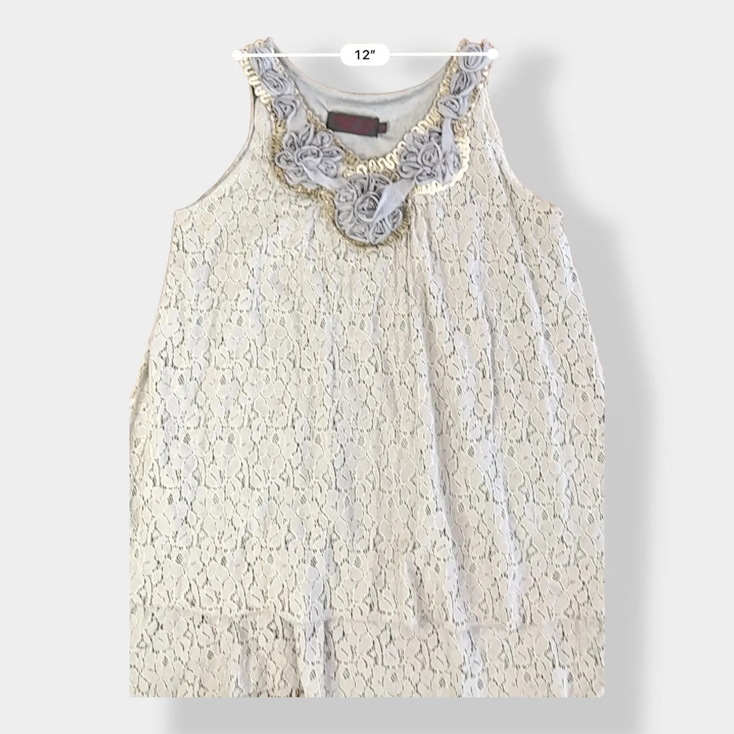 My Pretty Angel Dusty Blue Lace and Floral‎ Silk Blend Mini dress size M Size M - Image 5