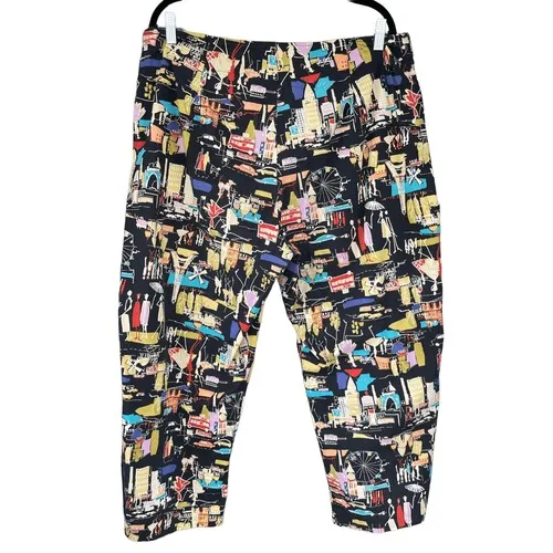 T7 1990s Vintage Silhouettes London Cityscape Print Capris Cropped Pants Black Size undefined - Image 6