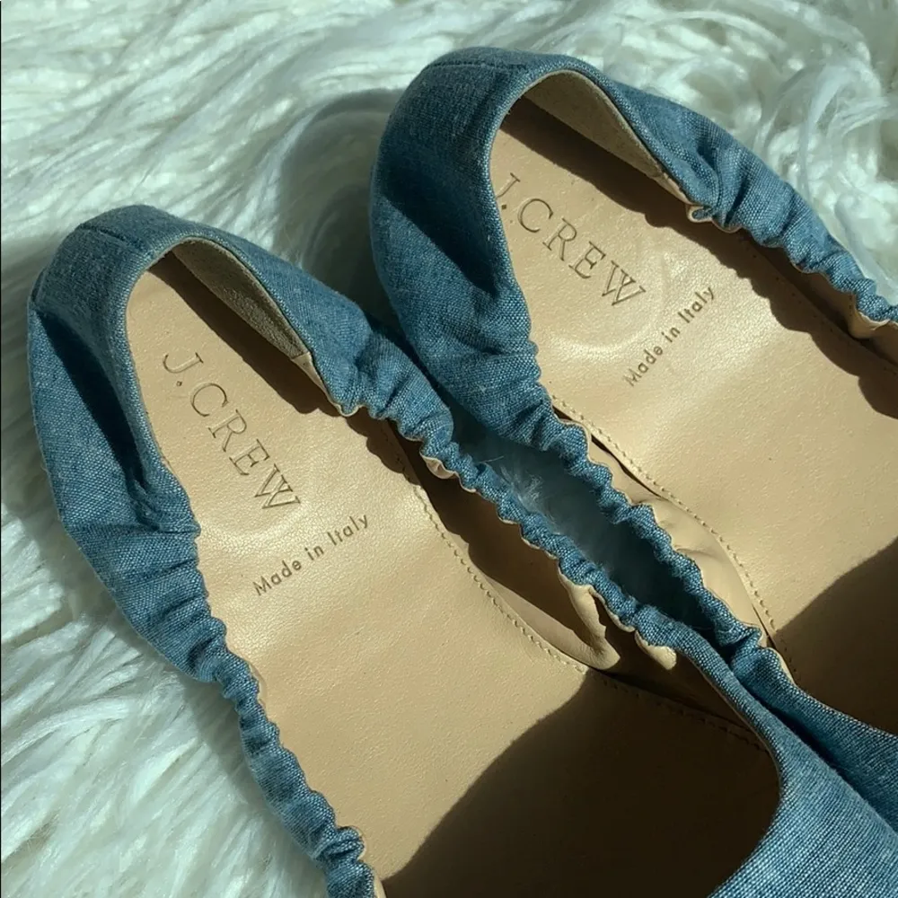 J. Crew Emma ballet flat sz 7.5 studded chambray - Image 2