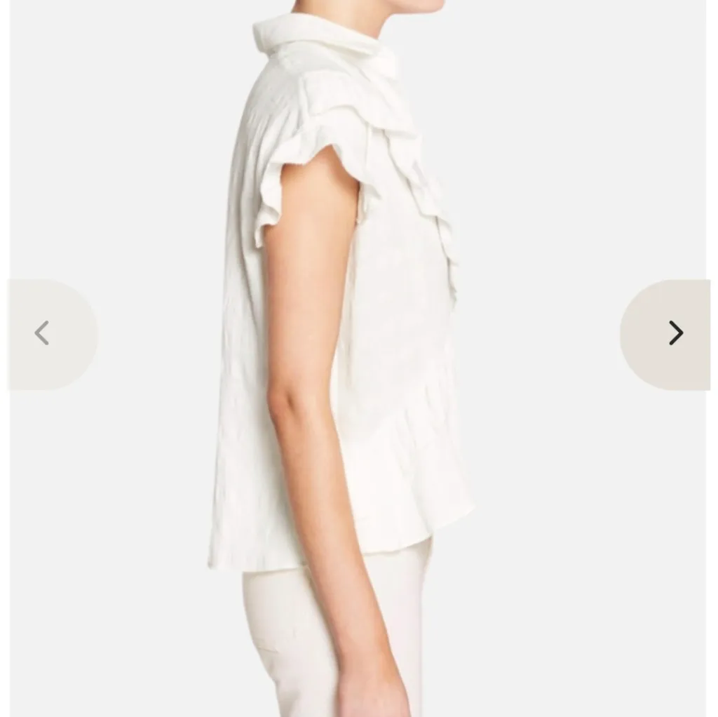 IRO jeans ecru colored ruffle Cotton blouse size XS - Image 4