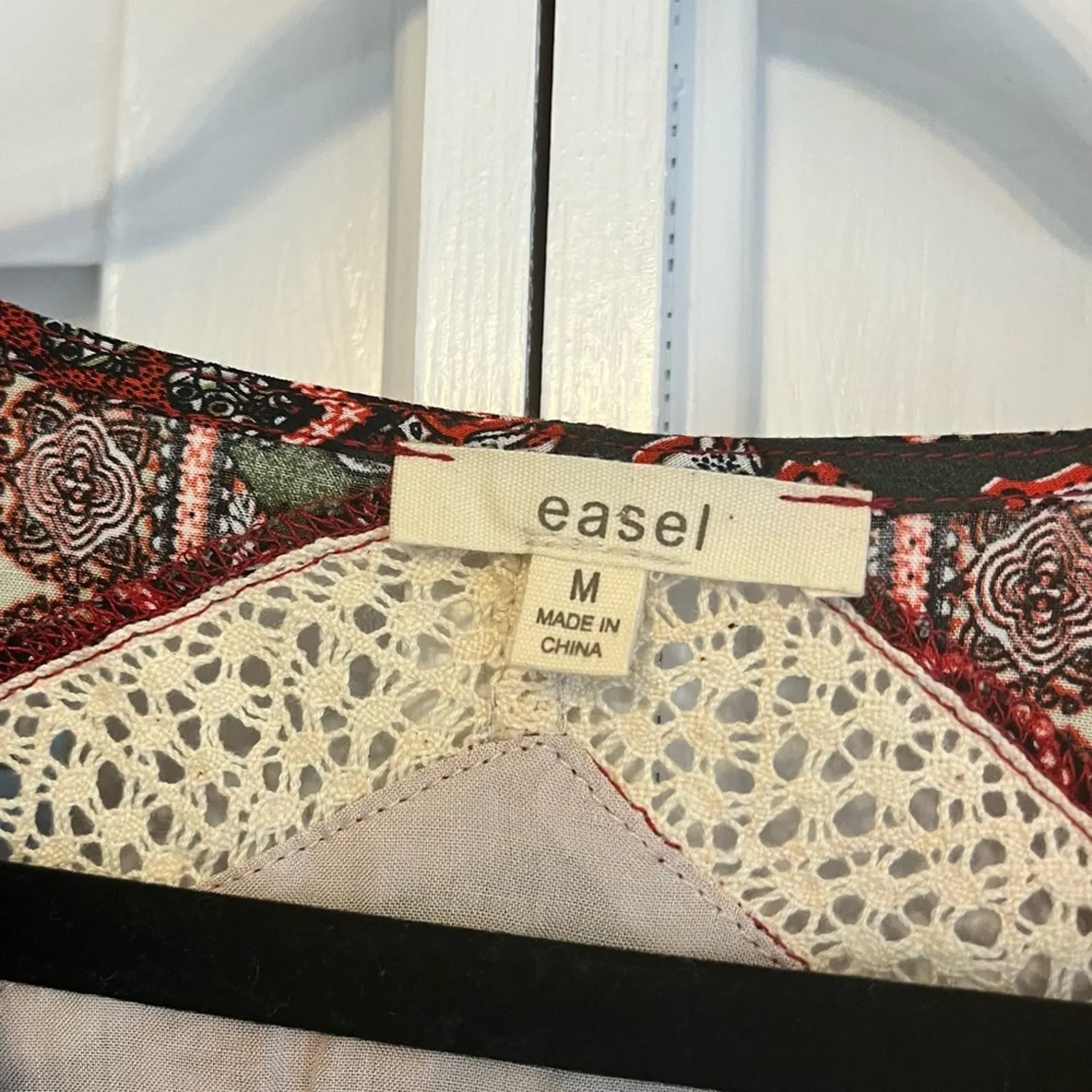 Easel Patchwork Lace Up Dress Size‎ Medium - Image 9