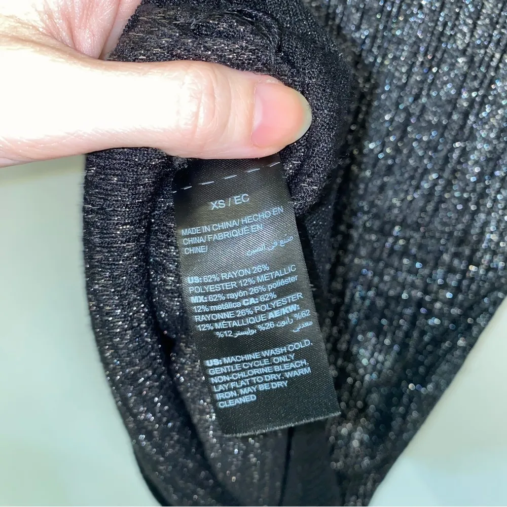 WHBM Black Silver Shimmer Ombre Shell Sleeveless Sweater Blouse Tank Top XS - Image 8